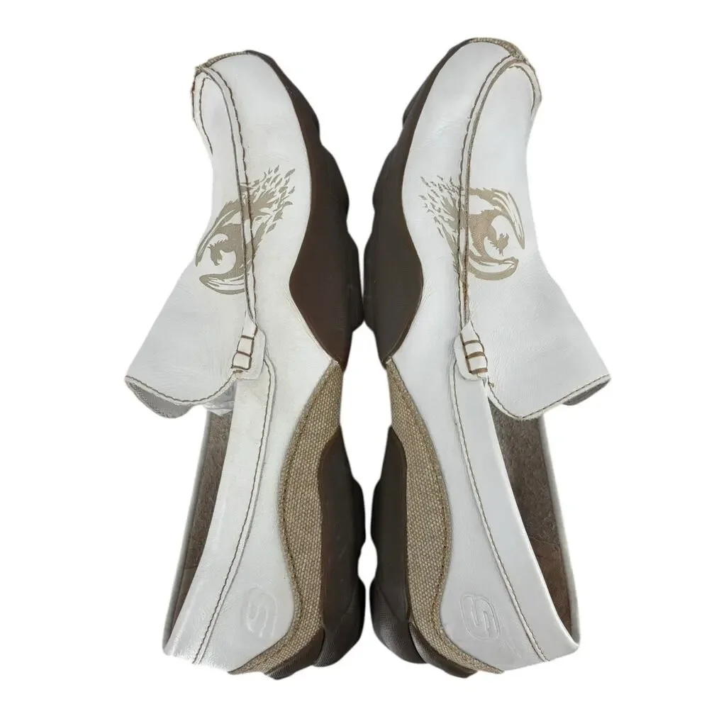 Vintage Y2K Skechers White Leather Driving Moc Mens 10.5 Streetwear Skate Dragon